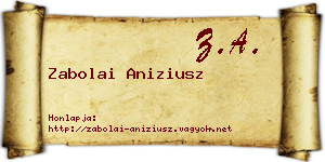Zabolai Aniziusz névjegykártya